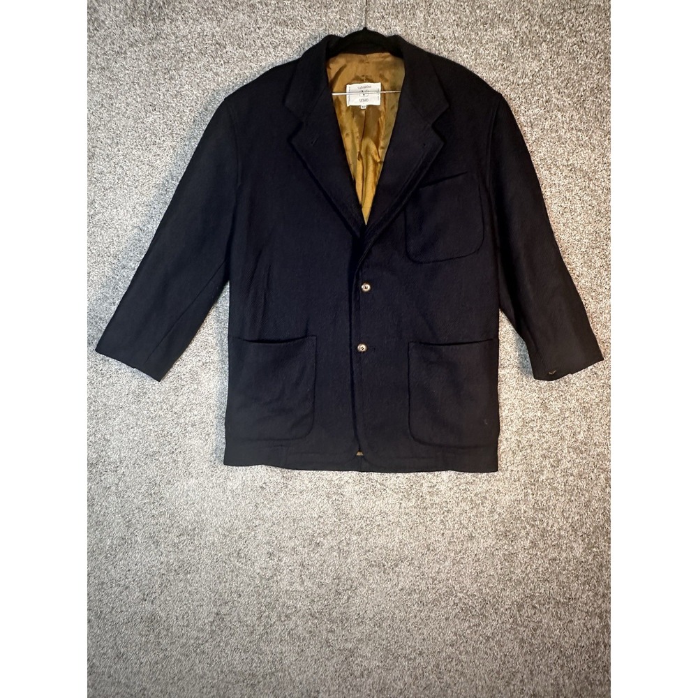 Valentino Uomo 100% Wool Blazer Jacket Navy‎ Gold Lining Made in Italy 42